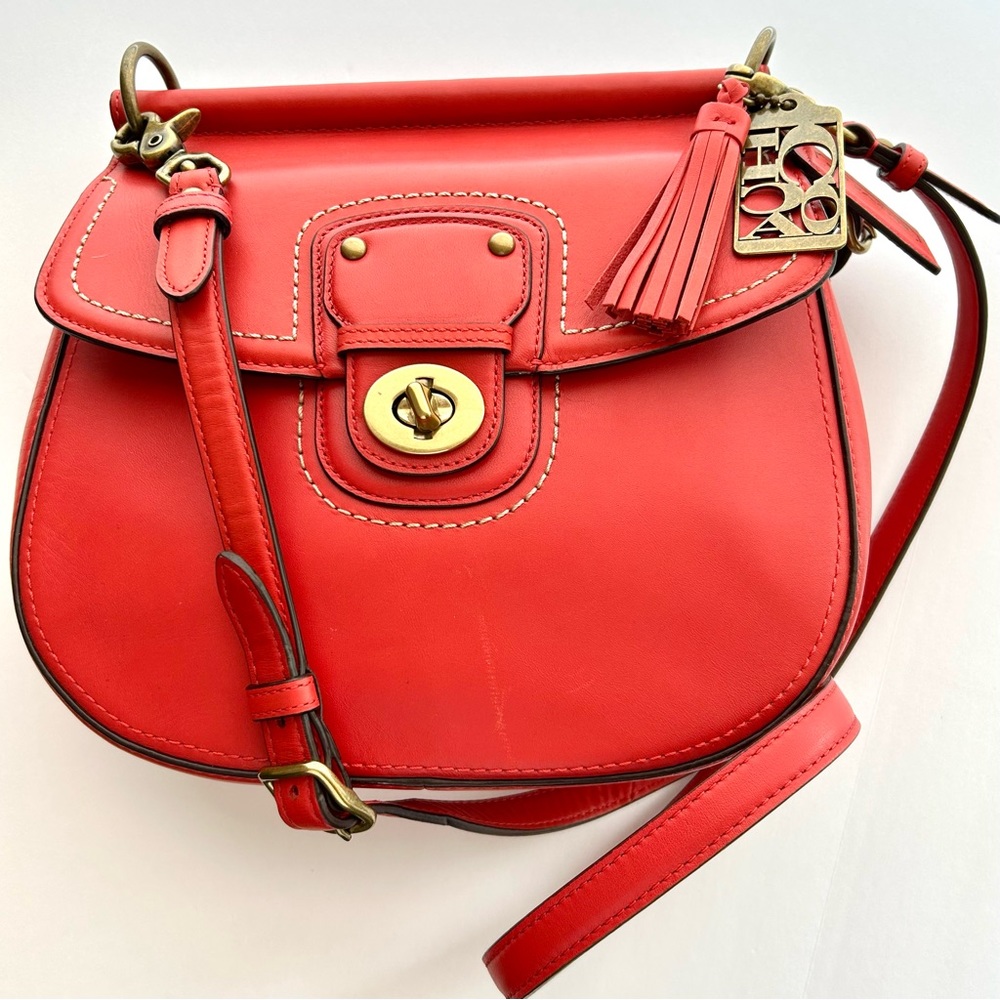 Coach Willis Legacy 70th Anniversary Vermillion Leather and brass bag #19132
